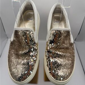 Tory Burch Metallic Sequin Slip-On Sneakers (skater shoes)
